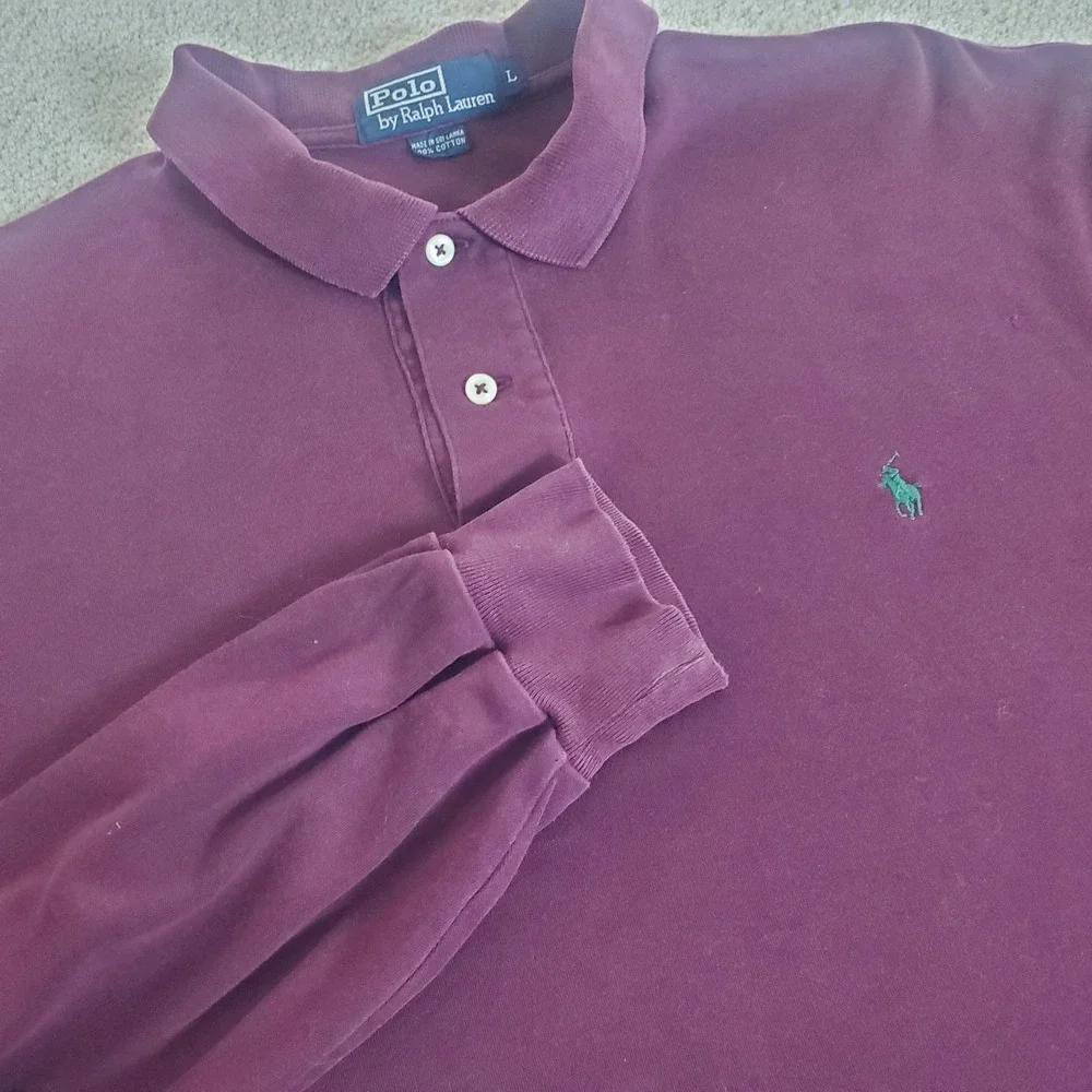 Polo Ralph Lauren Men's Knit Pullover SZ L Burgundy 1/4 Zip Long Sleeve SEE COND